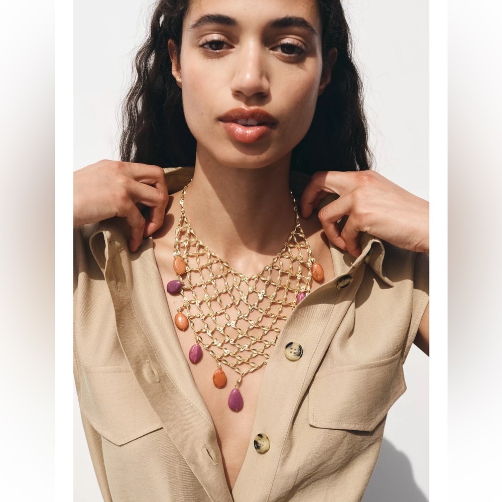 Zara Beaded Bib Necklace